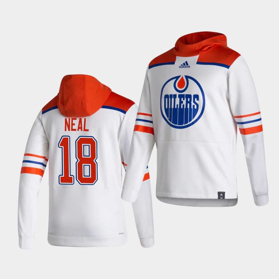 Men Edmonton Oilers 18 Neal White NHL 2021 Adidas Pullover Hoodie Jersey